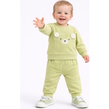 Mini Kanka Ayıcık Detaylı Ribanalı Bebek Eşofman Takımı – 2 Parça Sevimli Alt Üst Set