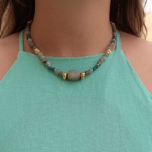 Aurora Labradonit ve Apatit Taşı Kolye