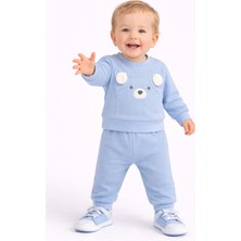 Mini Kanka Ayıcık Detaylı Ribanalı Bebek Eşofman Takımı – 2 Parça Sevimli Alt Üst Set