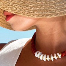 Ariel Mercan ve Barok Inci Disk Kesim Kolye