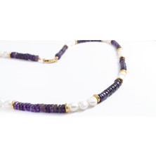 Ametist Taşlı Inci Kolye