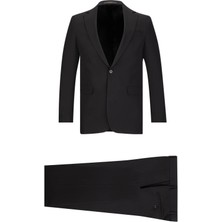 Hatemoğlu Siyah Comfort Fit Mono Yaka Klasik Takım Elbise