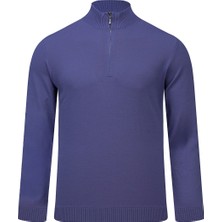 Saykı Mor Regular Fit Yarım Balıkçı Yaka Fermuarlı  Kazak