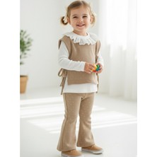 Ege Bebek Kız Çocuk 2-3-+4-5 Taşlı, Hırkalı Badili, Ispanyol Paçalı, Şık Bayramlık 3'lü Alt Üst Takım