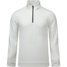 Hatemoğlu Beyaz Regular Fit Yarım Balıkçı Yaka Fermuarlı Sweatshirt