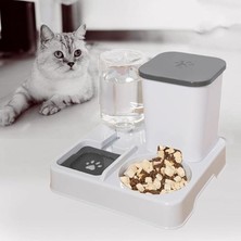 Techtic Otomatik Kedi&köpek Mama Su Kabı 2'si 1 Arada Su Sebili Evcil Hayvanlar Için Mama ve Su Kabı