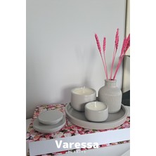 Varessa # Tepsili Mum ve Çiçekli Vazo Seti Premium  (%100 Soya Mum)