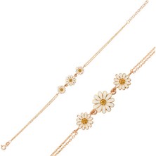​gümüş Rose Üçlü Papatya Bileklik