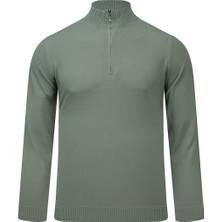 Saykı Yeşil Regular Fit Yarım Balıkçı Yaka Fermuarlı  Kazak