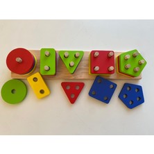 Ahşap 5'li Geometrik Şekiller Bul-Tak