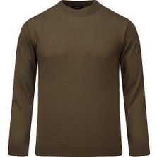 Hatemoğlu Haki Regular Fit Yarım Balıkçı Yaka Yünlü Kazak