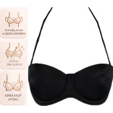 Bipamuk Kadın Desteksiz Sütyen Straplez Boyundan Askılı Doğal Görünüm