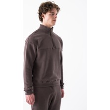 Erkek Dik Yakalı ve Yarım Fermuarlı  Bol Kesim Üst