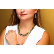 Aventurin ve Turmalin Taşlı 2'li Kolye