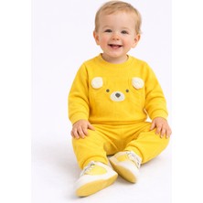 Mini Kanka Ayıcık Detaylı Ribanalı Bebek Eşofman Takımı – 2 Parça Sevimli Alt Üst Set