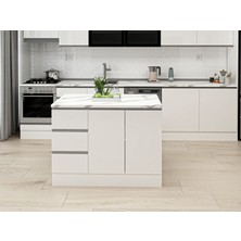 Alvinka 120 cm Hg_j Ada Mutfak Dolabı Beyaz Beyaz Suntalam