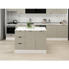 Alvinka 120 cm Mbr_b Ada Mutfak Dolabı Beyaz Kumtaşı Suntalam