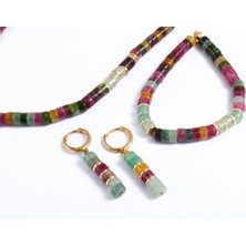 Turmalin ve Aventurin Taşlı Küpe