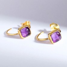 Megara Ametist Taşı Gümüş Küpe