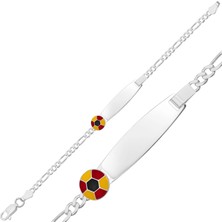 Kişiye Özel Sarı Kırmızı Top Figürlü Gümüş Çocuk Künyesi