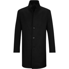 Hatemoğlu Siyah Slim Fit Ceket Yaka Kaşe Palto