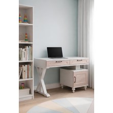 Arion Kids Masal Pembe Çalışma Masası | MDF Gövde | Ağaç Ayaklar | REHAU Kaplama Kapak ve Çekmecelerle Zarif Görünüm