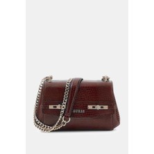 Guess Melinda Mini Dönüştürülebilir Çapraz Askılı Kapaklı Kadın Bordo Omuz Çantası HWKL9933780-BUR