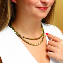 Leylak Yeşim Taşı ve Inci Kolye