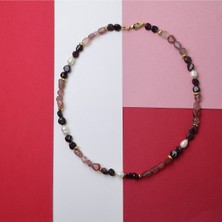 Lal (Garnet)  Taşı & Pembe Kuvars & Inci Kolye