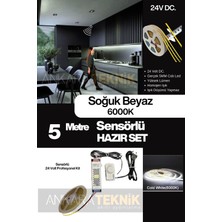 Mutfak Tezgah Altı Cob Şerit LED Hareket Sensörlü 24 Volt 5 Metre 6000K Soğuk Beyaz