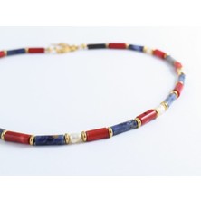 Mercan, Sodalit Taşı ve Inci Karma Kolye