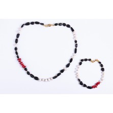 Gece Yıldız Taşı Mercan ve Inci Kolye