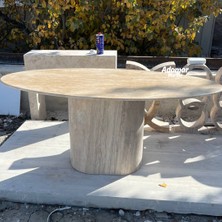 Adomar Marble Traverten Yemek Masası