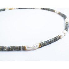 Labradonit Taşlı Inci Kolye