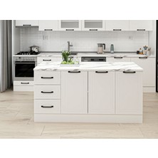 Alvinka 180 cm Mbr_a Ada Mutfak Dolabı Beyaz Beyaz Suntalam