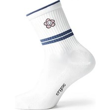 Softis Unisex Mavi Desenli Altı Havlu Uzun Çorap