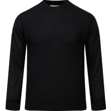 Hatemoğlu Siyah Regular Fit Yarım Balıkçı Yaka Yünlü Kazak