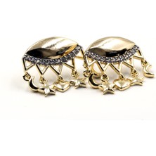 Sose Moda Ay Yıldız ve Kalpli Sallantılı Küpe - Gold