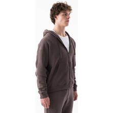 Erkek Tam Fermuarlı ve Bol Kesim Kapüşonlu Üst