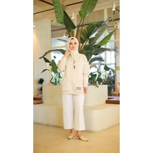 Moda Paketi Scuba Oversize Kordon Detaylı Tesettür Sweatshırt