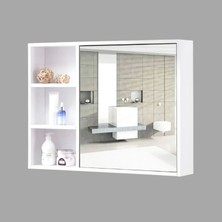 Ratemo Mobilya Ratemo Tek Kapaklı Aynalı Banyo Dolabı 2 Raflı 60X65 cm Beyaz