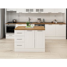 Alvinka 120 cm Mbr_c Ada Mutfak Dolabı Beyaz Beyaz Suntalam