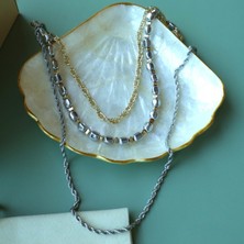 Çelik Ince Burgu Gümüş Kolye