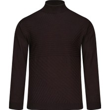 Hatemoğlu Kahverengi Regular Fit Yarım Balıkçı Yaka Yünlü Kazak