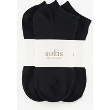 Softis 3'lü Kadın Siyah Kısa Bilek Çorap