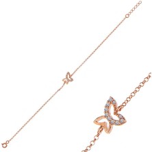 ​gümüş Rose Kelebek Kadın Bileklik