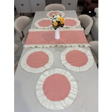 Nurgita Home 7 Parça Fisto Fırfırlı Set 6 Adet Amerikan Servisi Supla + 1 Adet Fırfırlı Runner