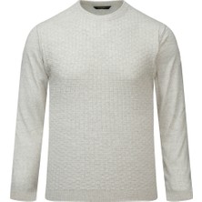 Hatemoğlu Bej Regular Fit Jakarlı Bisiklet Yaka Yünlü Kazak