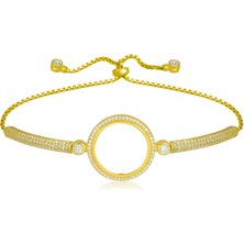 Gümüş Çeyrek Takılabilen Altın Kaplama Kadın Bileklik