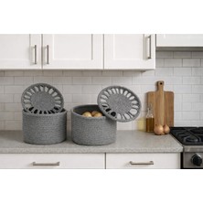 Wicker Rustic Hasır Saklama Sepeti, Patates, Soğanlık, Düzenleyici